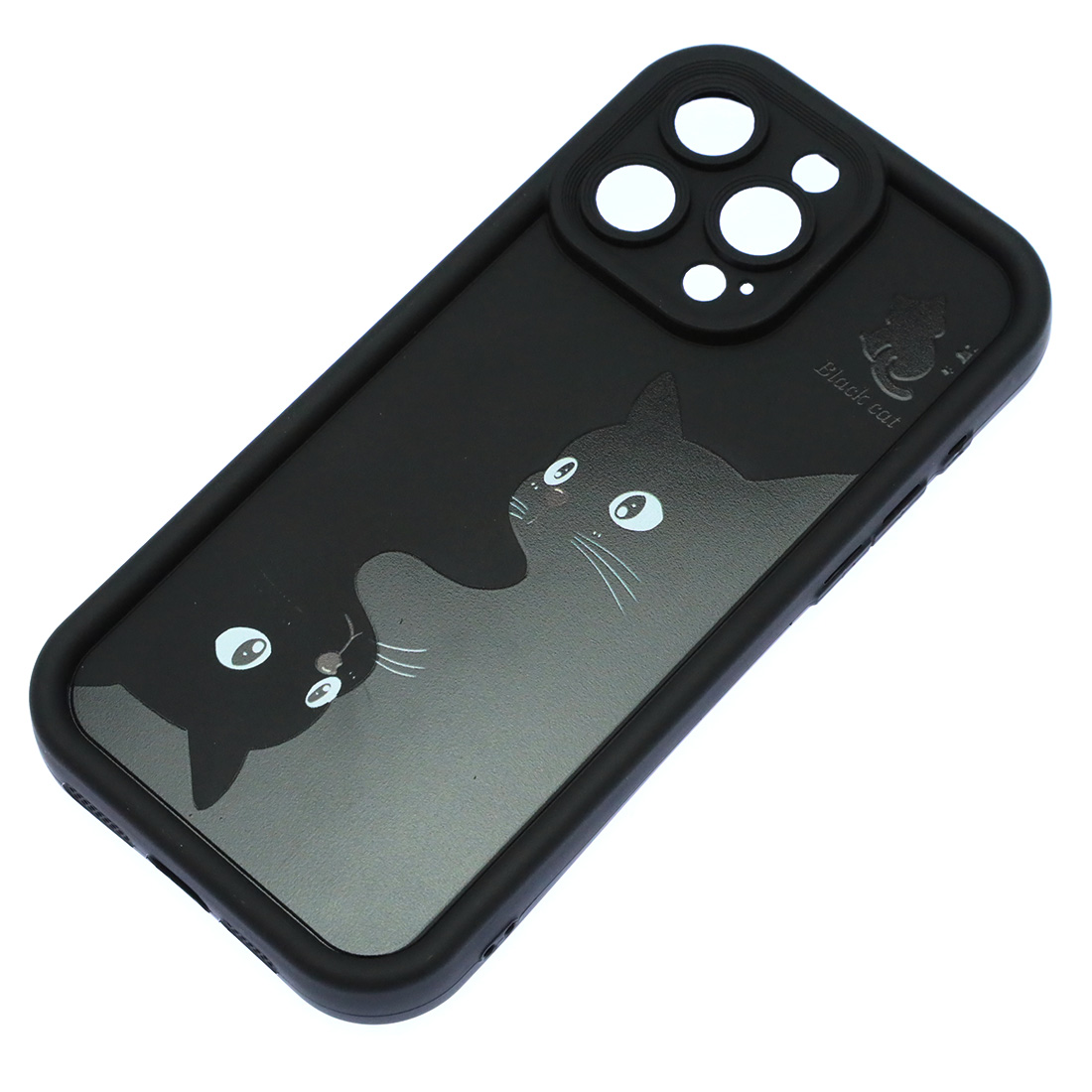 Чехол накладка для APPLE iPhone 15 Pro Max, силикон, защита камеры, бортики, рисунок 2 черных кота Чехол накладка для APPLE iPhone 15 Pro Max, силикон, защита камеры, бортики, рисунок 2 черных кота