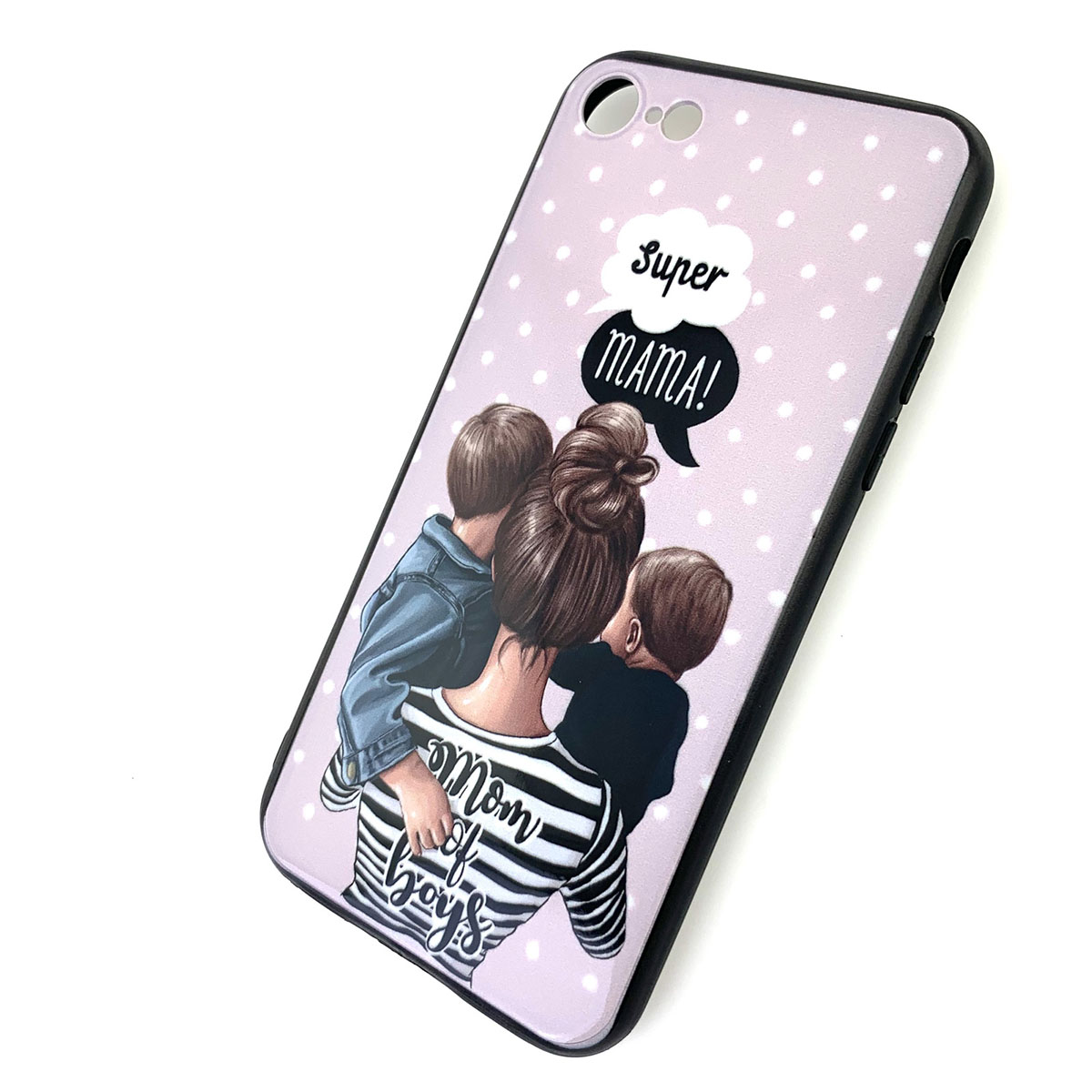 Чехол накладка для APPLE iPhone 7, 8, силикон, рисунок super MAMA Mom of boys.