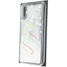 Чехол накладка для XIAOMI Redmi 9A, силикон, переливашка, рисунок елочка со снежинками Чехол накладка для XIAOMI Redmi 9A, силикон, переливашка, рисунок елочка со снежинками