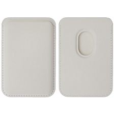 Чехол картхолдер Leather Wallet MagSafe на смартфон APPLE для банковских карт, экокожа, цвет белый Чехол картхолдер Leather Wallet MagSafe на смартфон APPLE для банковских карт, экокожа, цвет белый