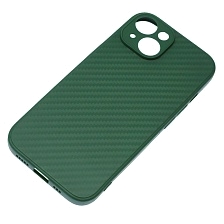 Чехол накладка для APPLE iPhone 15, силикон, карбон, цвет темно зеленый Чехол накладка для APPLE iPhone 15, силикон, карбон, цвет темно зеленый