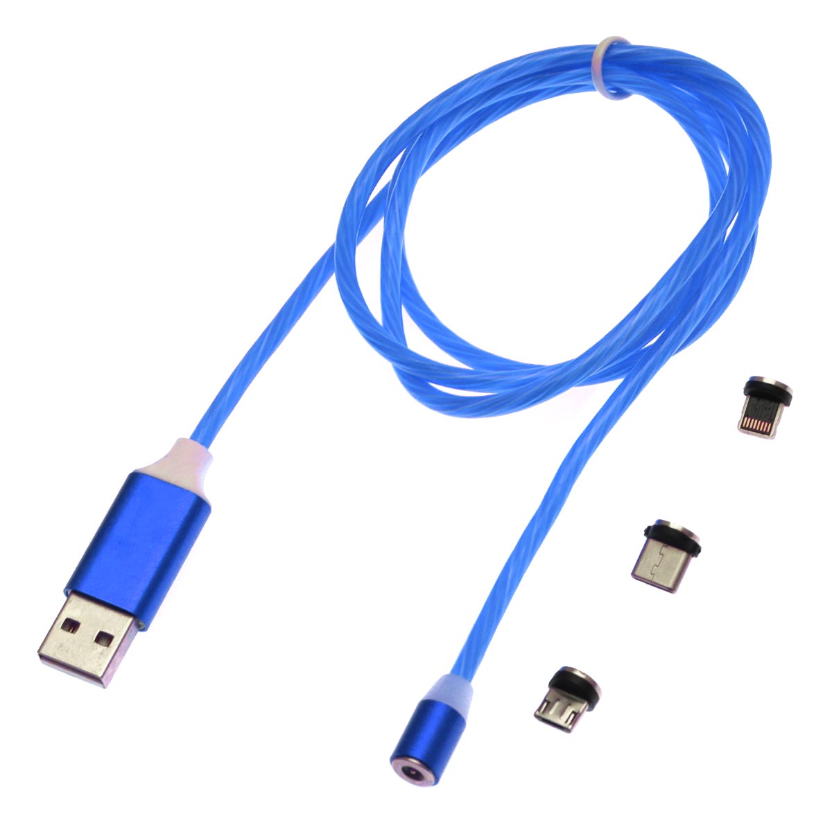 Магнитный зарядный кабель X-CABLE 360° Metal Magnetic Cable с насадками APPLE Lightning 8-pin, Micro USB, Type-C, длина 1 метр, цвет синий Магнитный зарядный кабель X-CABLE 360° Metal Magnetic Cable с насадками APPLE Lightning 8-pin, Micro USB, Type-C, длина 1 метр, цвет синий
