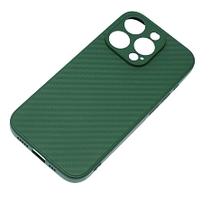 Чехол накладка для APPLE iPhone 15 Pro, силикон, карбон, цвет темно зеленый Чехол накладка для APPLE iPhone 15 Pro, силикон, карбон, цвет темно зеленый