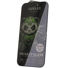 Защитное стекло Антишпион GERLAX GG-602 для APPLE iPhone 15, iPhone 16, сеточка для динамика, цвет окантовки черный