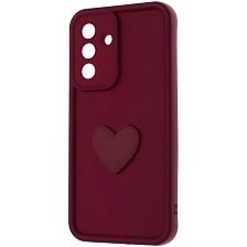 Чехол накладка для SAMSUNG Galaxy A56, силикон, 3D сердце, защита камеры, бортики, цвет бордовый Чехол накладка для SAMSUNG Galaxy A56, силикон, 3D сердце, защита камеры, бортики, цвет бордовый
