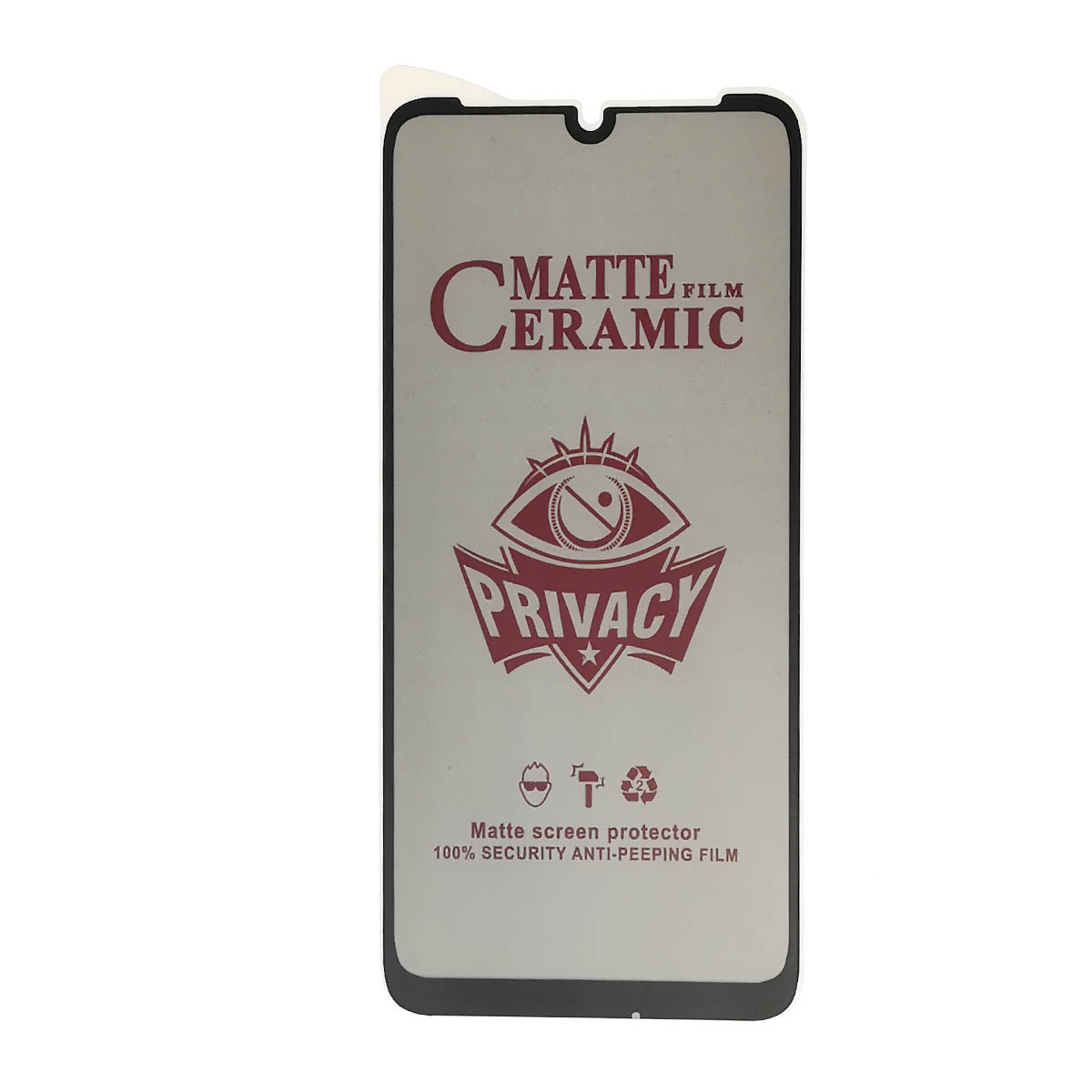 Защитное стекло Ceramic, Антишпион для XIAOMI Redmi Note 7, матовое, цвет окантовки черный