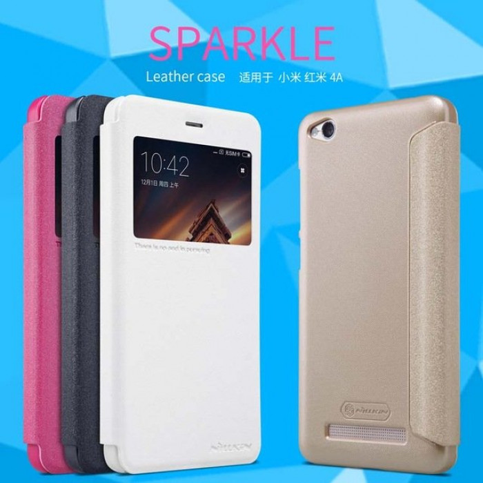 Чехол книжка для XIAOMI REDMI 4A, окошко, экокожа, цвет графитовый.