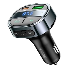 АЗУ (Автомобильное зарядное устройство) HOCO E70 с FM трансмиттером, 30W, Bluetooth, 1 USB, 1 USB Type C, LED дисплей, PD30W, QC3.0, цвет черный АЗУ (Автомобильное зарядное устройство) HOCO E70 с FM трансмиттером, 30W, Bluetooth, 1 USB, 1 USB Type C, LED дисплей, PD30W, QC3.0, цвет черный