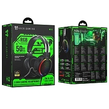 Игровая гарнитура (наушники с микрофоном) проводная, полноразмерная, HOCO W112, RGB подсветка, цвет черный