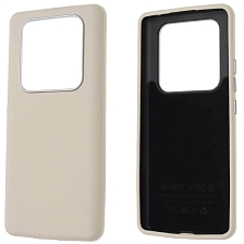 Чехол накладка для XIAOMI Redmi Note 14 Pro 4G, силикон, пластик, текстура кожи, бархат, цвет молочный