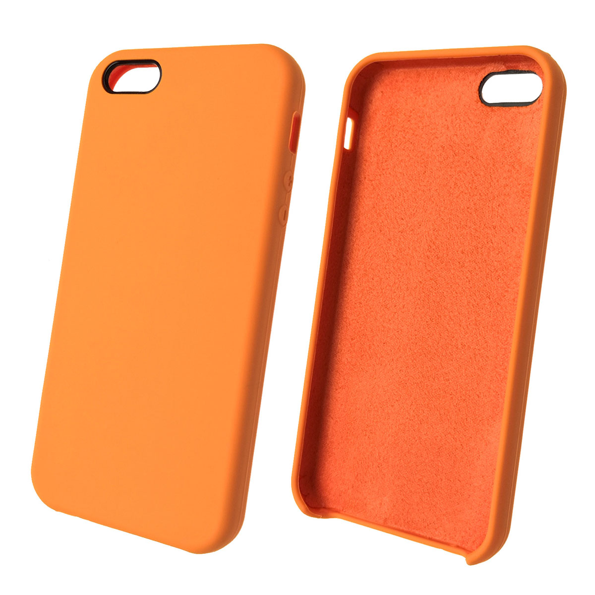 Чехол накладка Silicon Case для APPLE iPhone 5, 5S, SE, силикон, бархат, цвет папайя. Чехол накладка Silicon Case для APPLE iPhone 5, 5S, SE, силикон, бархат, цвет папайя.