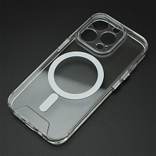 Чехол накладка SPACE для APPLE iPhone 15 Pro, Magsafe, защита камеры, пластик, силикон, прозрачный