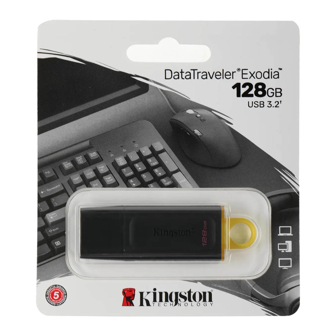 Флешка USB 3.2 128GB KINGSTON DataTraveler Exodia (DTX/128GB), цвет черный (уценка: вскрыта упаковка)