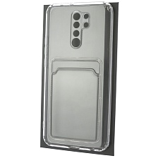 Чехол накладка CARD CASE для XIAOMI Redmi 9, силикон, отдел для карт, цвет прозрачный