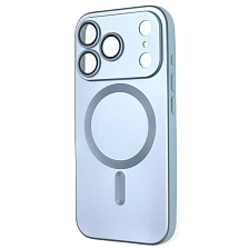 Чехол накладка с поддержкой MagSafe для APPLE iPhone 17 Pro, iPhone 18 Pro, защита камеры, силикон, цвет серо голубой