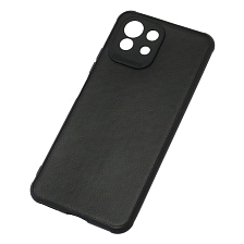 Чехол накладка для XIAOMI MI 11 Lite, силикон, искусственная кожа, цвет черный Чехол накладка для XIAOMI MI 11 Lite, силикон, искусственная кожа, цвет черный