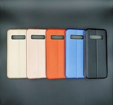Чехол книжка для SAMSUNG Galaxy S10 Plus (SM-G975), экокожа, визитница, цвет темно синий.