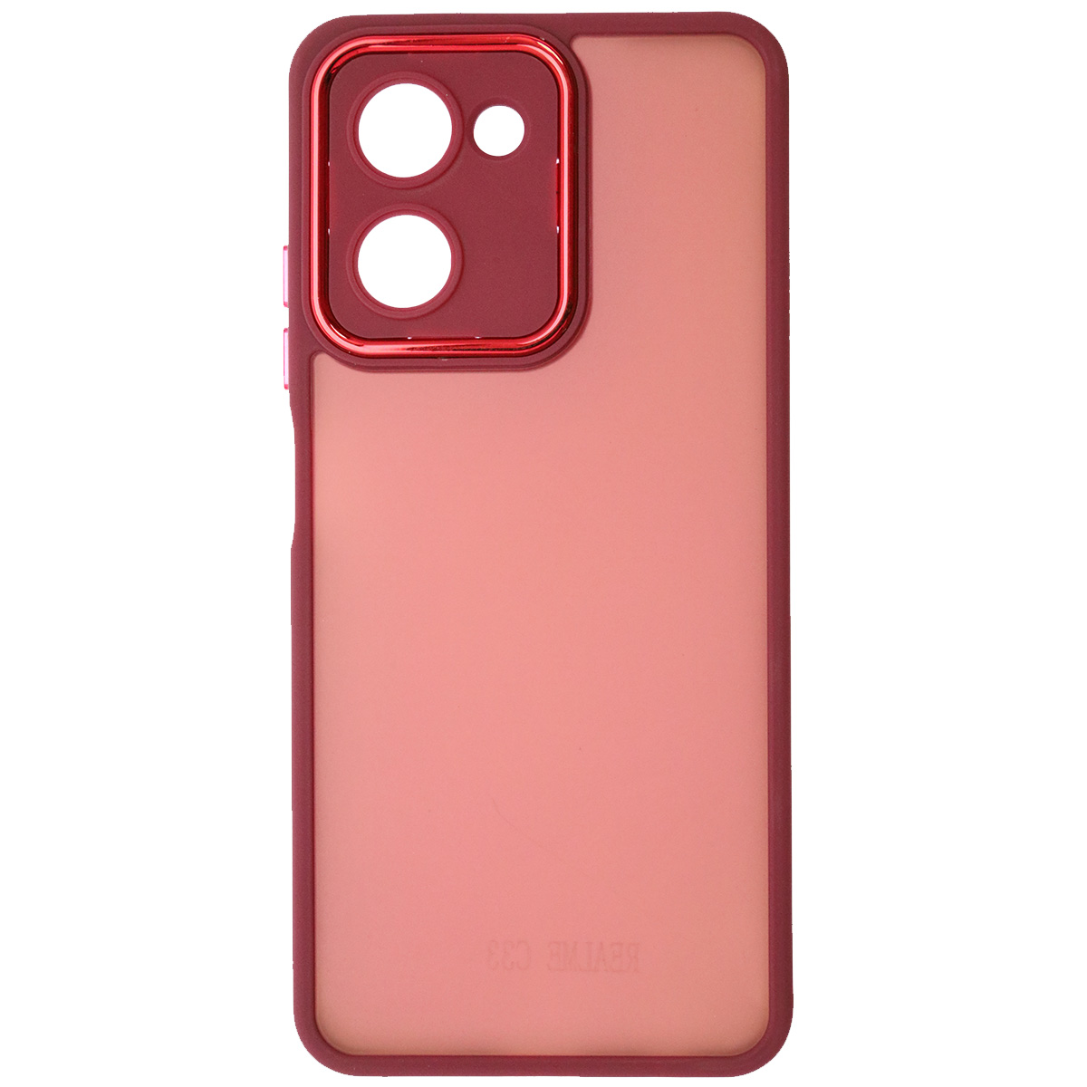 Чехол накладка KING для Realme C33, силикон, пластик, защита камеры, цвет окантовки бордовый Чехол накладка KING для Realme C33, силикон, пластик, защита камеры, цвет окантовки бордовый
