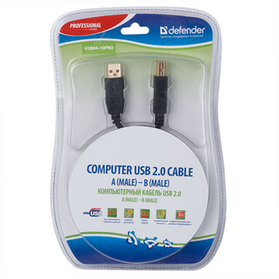 DEFENDER Кабель USB04-06PRO USB3.0 AM-BM 1.8м,зол.конт,2фер.фил.