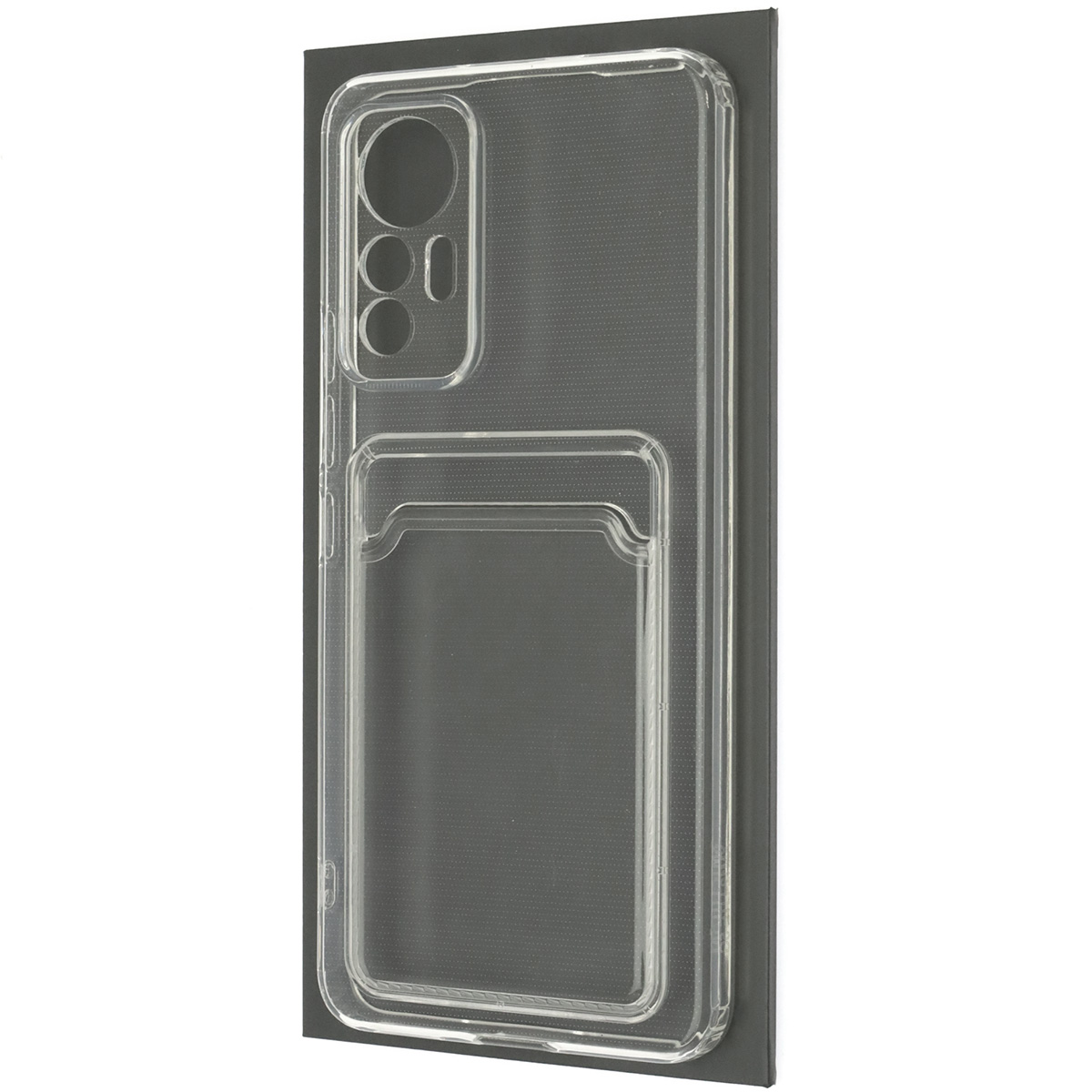 Чехол накладка CARD CASE для XIAOMI 12 Lite, силикон, отдел для карт, цвет прозрачный