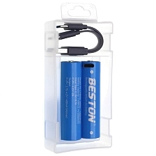 АКБ (Аккумулятор) BESTON 18650 BL2, 3.7V, 2000mah, кабель USB на 2 Type-C (Продажа комплектом)