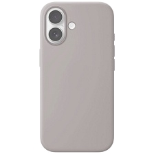 Чехол накладка Silicone Case для Apple iPhone 17, силикон, бархатная подложка, цвет светло серый