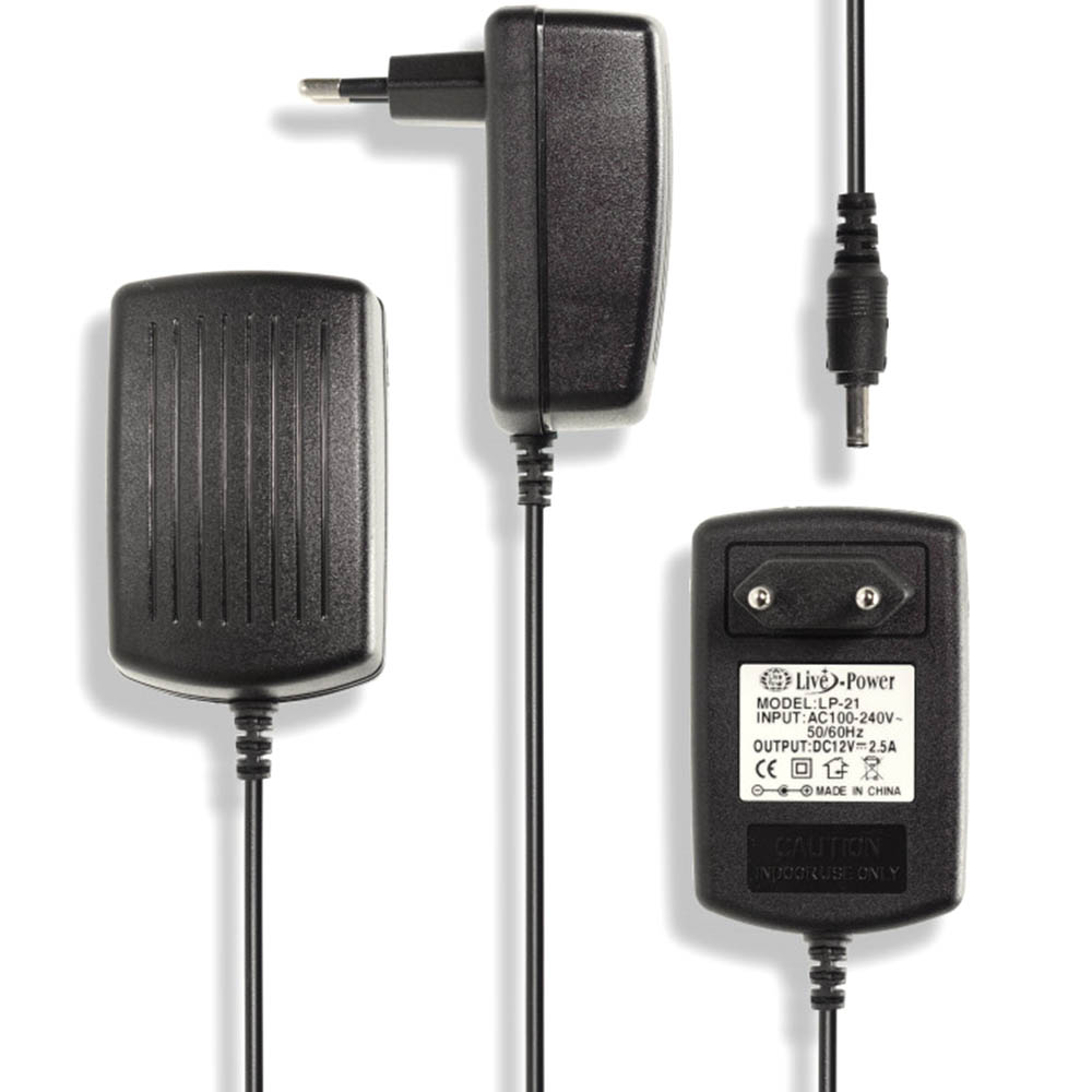 Блок питания Live Power LP21, 12V-2.5A, 5.5*2.5, длина 1 метр, цвет черный