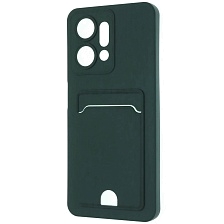 Чехол накладка BUTTON для Honor X7a, Honor X7a Plus, защита камеры, силикон, отдел для карт, цвет темно зеленый