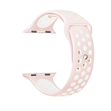 Ремешок для Apple Watch спортивный "Nike", размер 44 mm, цвет светло розовый - белый. Ремешок для Apple Watch спортивный "Nike", размер 44 mm, цвет светло розовый - белый.
