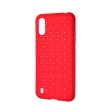 Чехол накладка для SAMSUNG Galaxy A01 (SM-A015F), силикон, плетение, цвет красный | РЕТРО 4