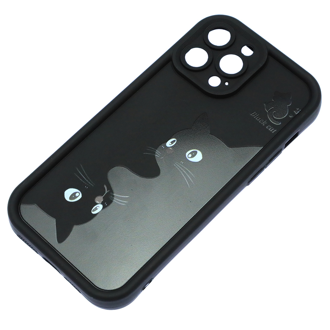 Чехол накладка для APPLE iPhone 13 Pro Max, силикон, защита камеры, бортики, рисунок 2 черных кота Чехол накладка для APPLE iPhone 13 Pro Max, силикон, защита камеры, бортики, рисунок 2 черных кота