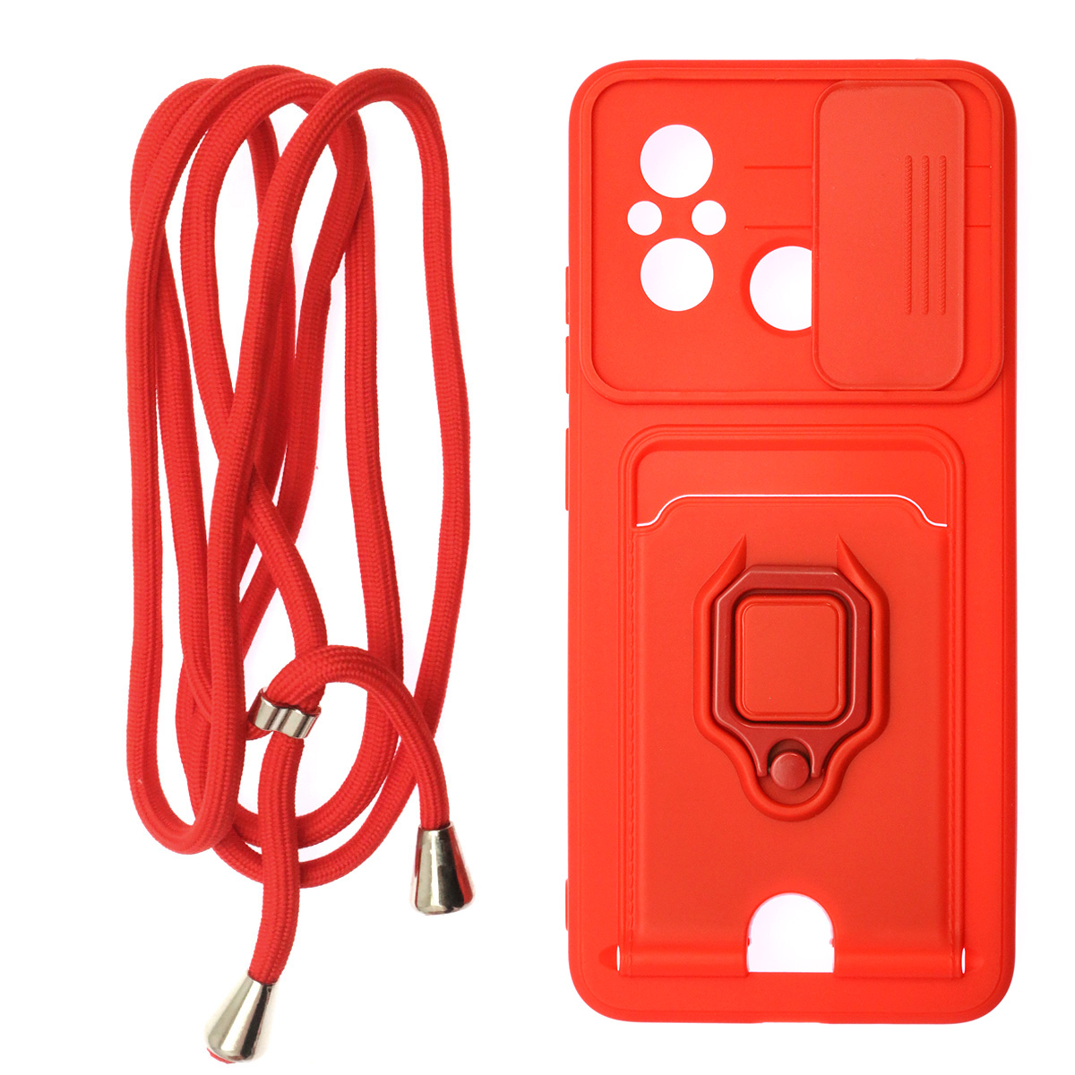 Чехол накладка MULTI FUNCTION 4 в 1 для XIAOMI Redmi 12C, XIAOMI POCO C55, цвет красный Чехол накладка MULTI FUNCTION 4 в 1 для XIAOMI Redmi 12C, XIAOMI POCO C55, цвет красный