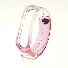 Сменный ремешок для фитнес браслета, смарт часов XIAOMI Mi Band 5, силикон, цвет прозрачно розовый Сменный ремешок для фитнес браслета, смарт часов XIAOMI Mi Band 5, силикон, цвет прозрачно розовый
