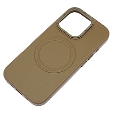 Чехол накладка Creative Stylish с поддержкой MagSafe для APPLE iPhone 16 Pro, защита камеры, экокожа, бархат, цвет коричневый