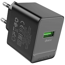 СЗУ (Сетевое зарядное устройство) BOROFONE BAS12A, QC3.0, 18W, 3 A, 1 USB, цвет черный СЗУ (Сетевое зарядное устройство) BOROFONE BAS12A, QC3.0, 18W, 3 A, 1 USB, цвет черный