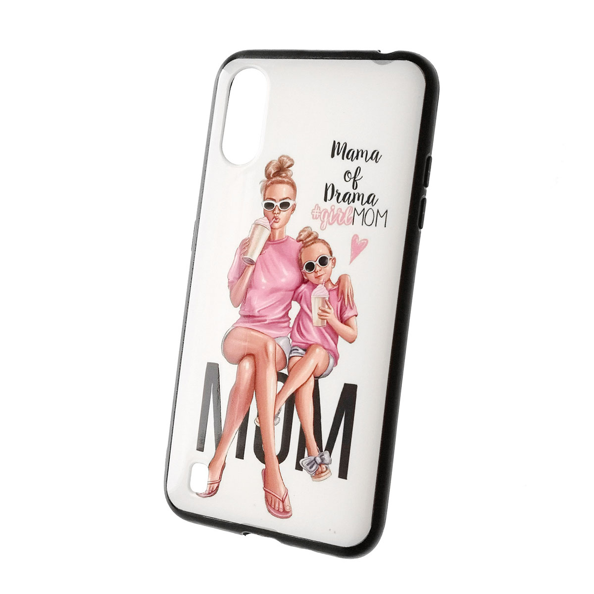 Чехол накладка для SAMSUNG Galaxy A01 (SM-A015), силикон, рисунок Mama of Drama girlMOM.