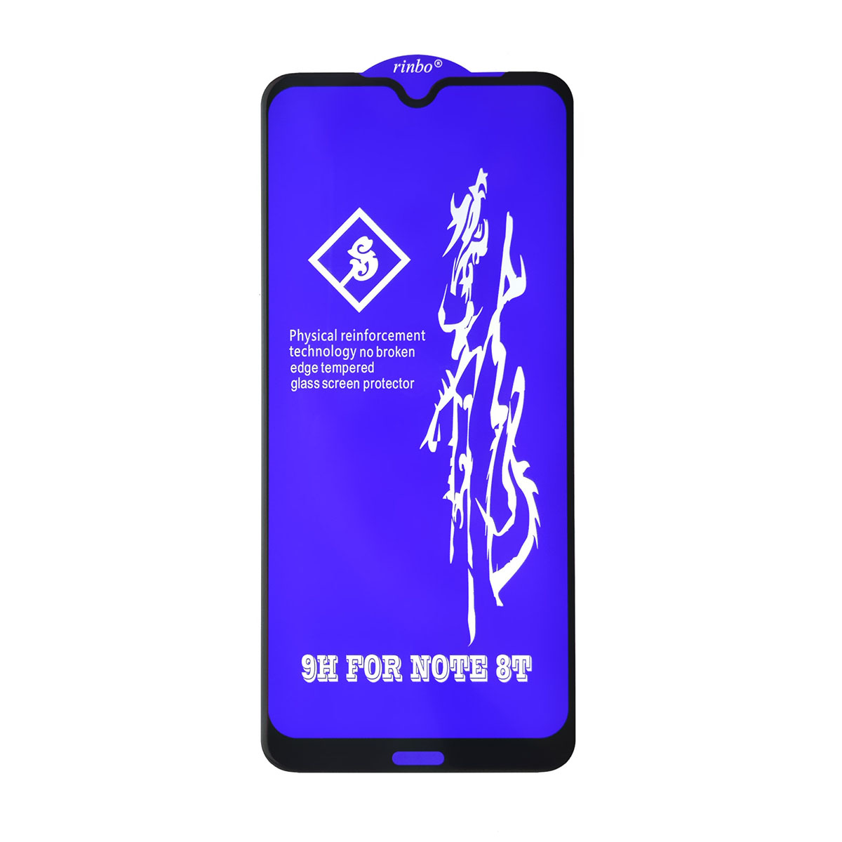 Защитное стекло 6D Rinbo для XIAOMI Redmi Note 8T, цвет окантовки черный.
