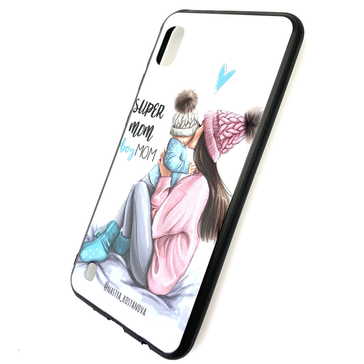 Чехол накладка для SAMSUNG Galaxy A10 (SM-A105), силикон, рисунок super MOM boy MOM.