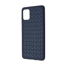 Чехол накладка для SAMSUNG Galaxy A51 (SM-A515), силикон, плетение, цвет синий. Чехол накладка для SAMSUNG Galaxy A51 (SM-A515), силикон, плетение, цвет синий.