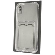 Чехол накладка для XIAOMI Redmi 9A, силикон, отдел для карт, цвет прозрачный