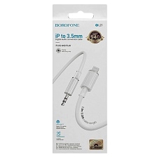 Аудио кабель, переходник BOROFONE BL21 Lightning 8 pin на AUX (Jack 3.5 мм), длина 1 метр, цвет белый Аудио кабель, переходник BOROFONE BL21 Lightning 8 pin на AUX (Jack 3.5 мм), длина 1 метр, цвет белый