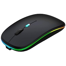 Мышь беспроводная аккумуляторная Wireless Mouse DUAL-MODE MOUSE, Bluetooth, радиоканал, RGB подсветка, 1600 DPI, цвет черный
