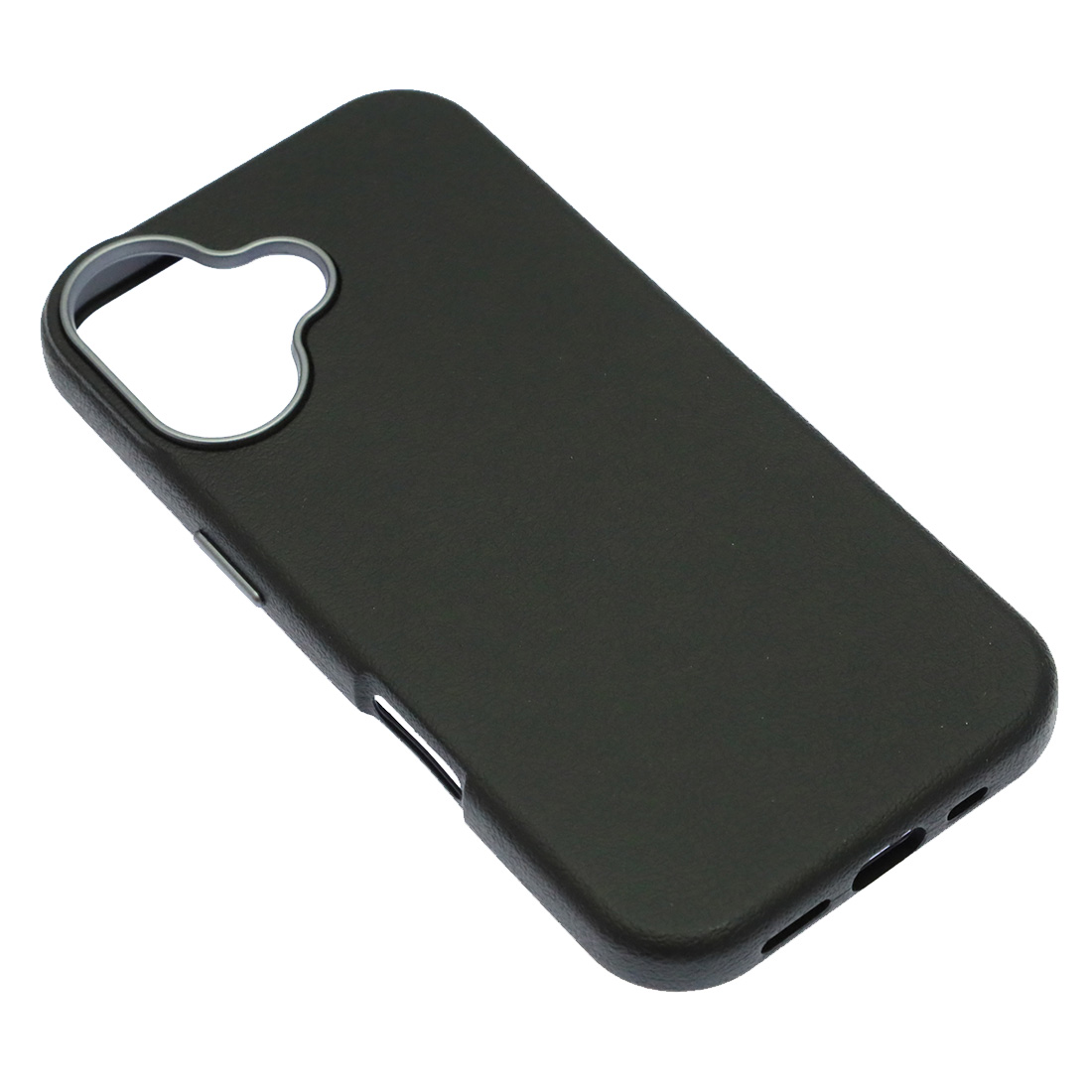 Чехол накладка VICTORIA для APPLE iPhone 16, силикон, пластик, текстура кожи, бархат, цвет черный
