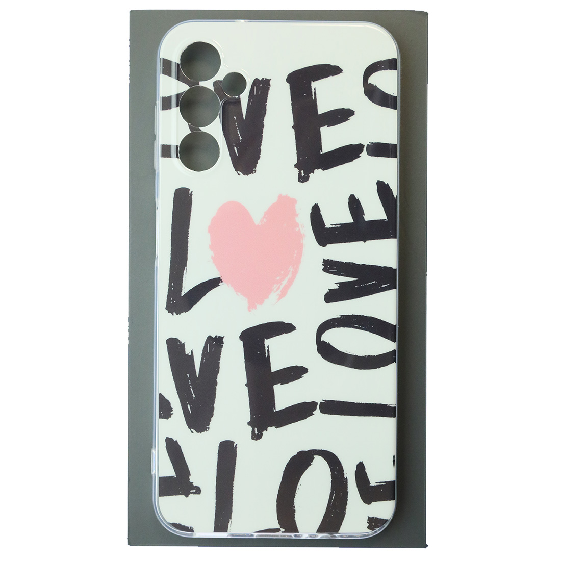 Чехол накладка для SAMSUNG Galaxy A14, защита камеры, силикон, глянцевый, рисунок LOVE