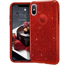 Чехол накладка Shine для APPLE iPhone XS MAX, силикон, блестки, цвет красный