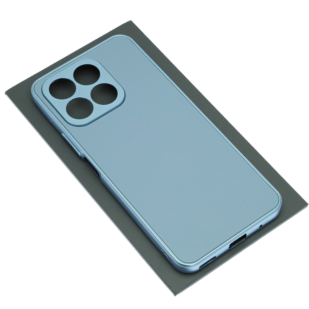 Чехол накладка для Honor X8a, защита камеры, силикон, пластик, цвет серо голубой Чехол накладка для Honor X8a, защита камеры, силикон, пластик, цвет серо голубой