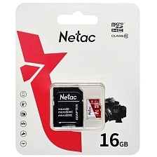 Карта памяти 16GB MicroSDHC NETAC P500 Eco (NT02P500ECO-016G-R), Class 10, с адаптером