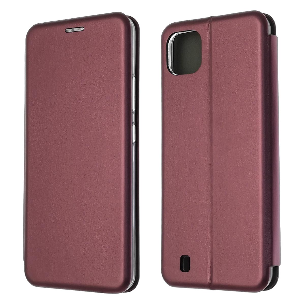 Чехол книжка STYLISH для Realme C20, экокожа, визитница, цвет бордовый