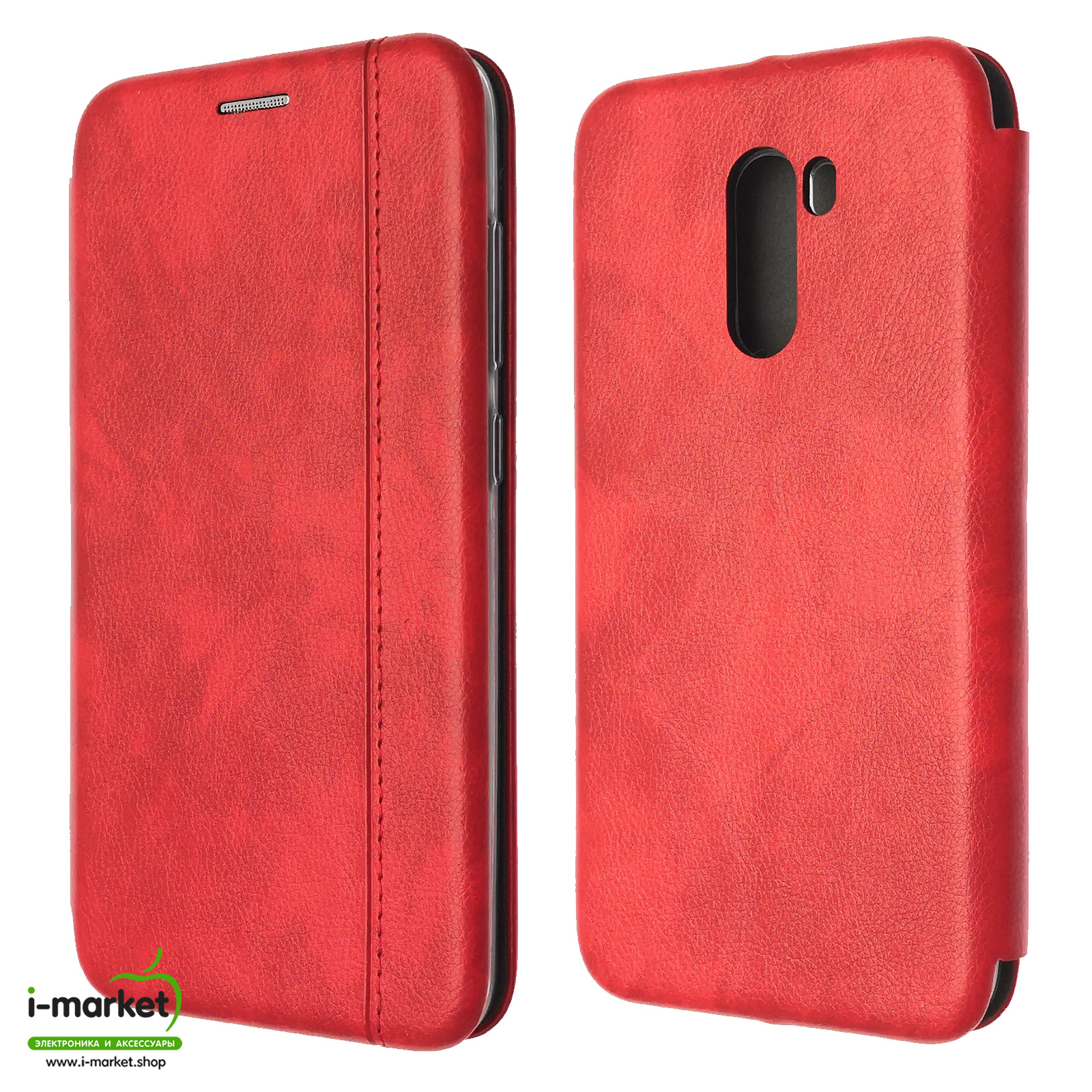 Чехол книжка VINTAGE LiNE для XIAOMI Pocophone F1, экокожа, визитница, цвет красный