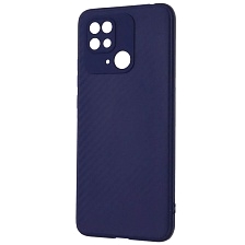 Чехол накладка для XIAOMI Redmi 10C, POCO C40, силикон, карбон, цвет темно синий